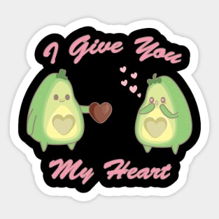 Avocado I Give You My Heart Valentine's Day Luv Sticker